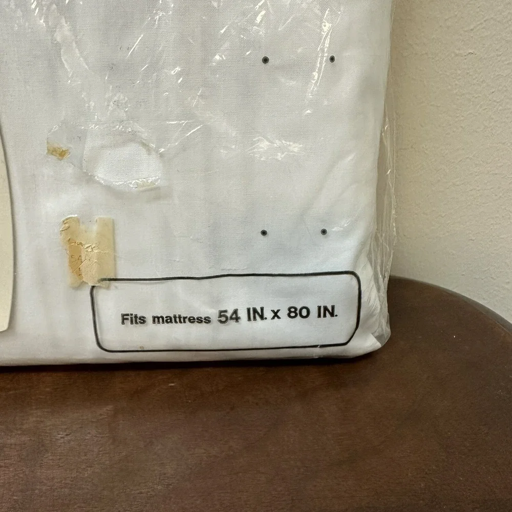 Vintage Full Double Fitted Bottom Sheet White No Iron Percale NEW NOS